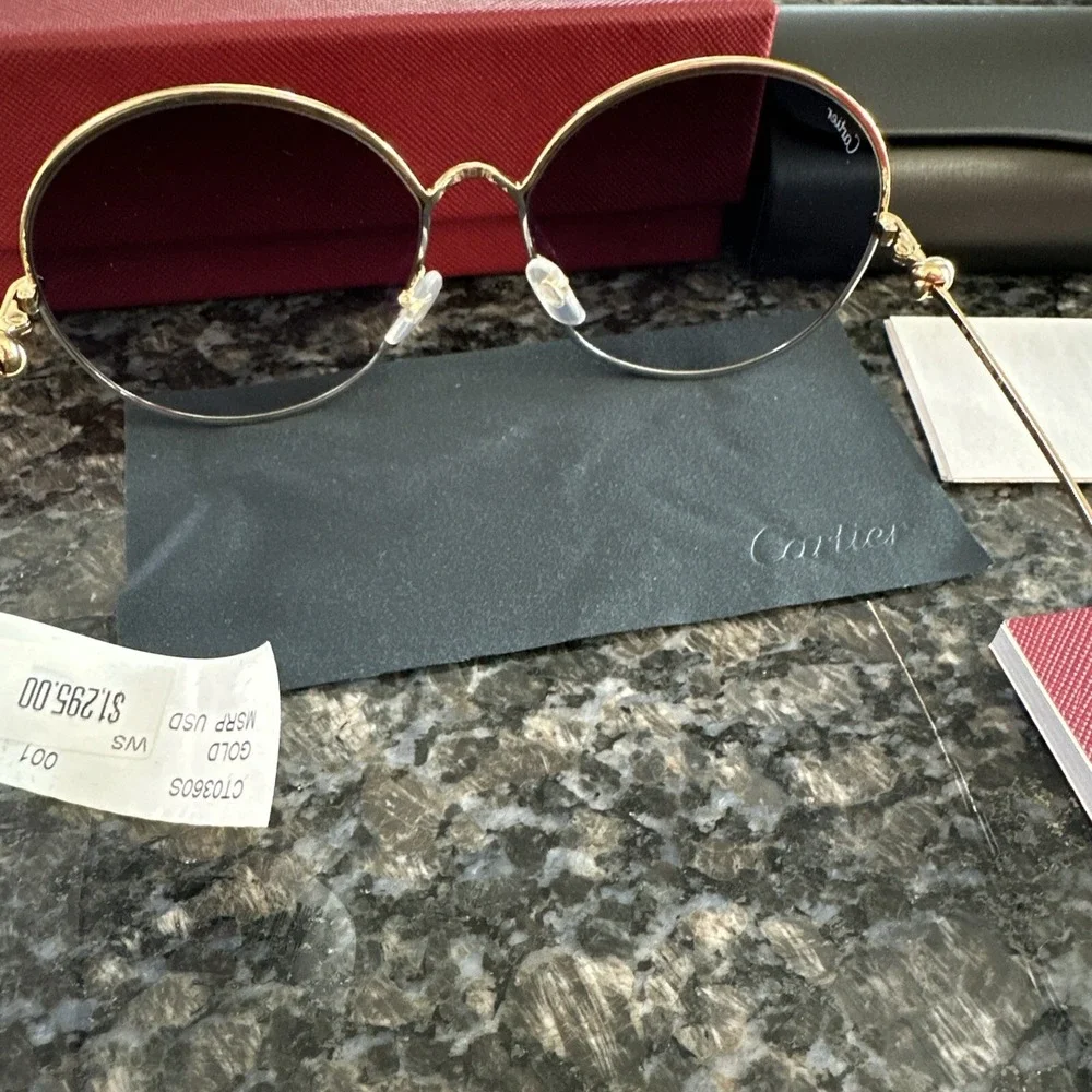 Cartier Trinity sun‎ glasses. Gold Frame CT0360S 001. New Full Kit!  $1295